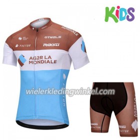 Set Wielershirt + Fietsbroek Kort 2018 AG2R La Mondiale Kids N001